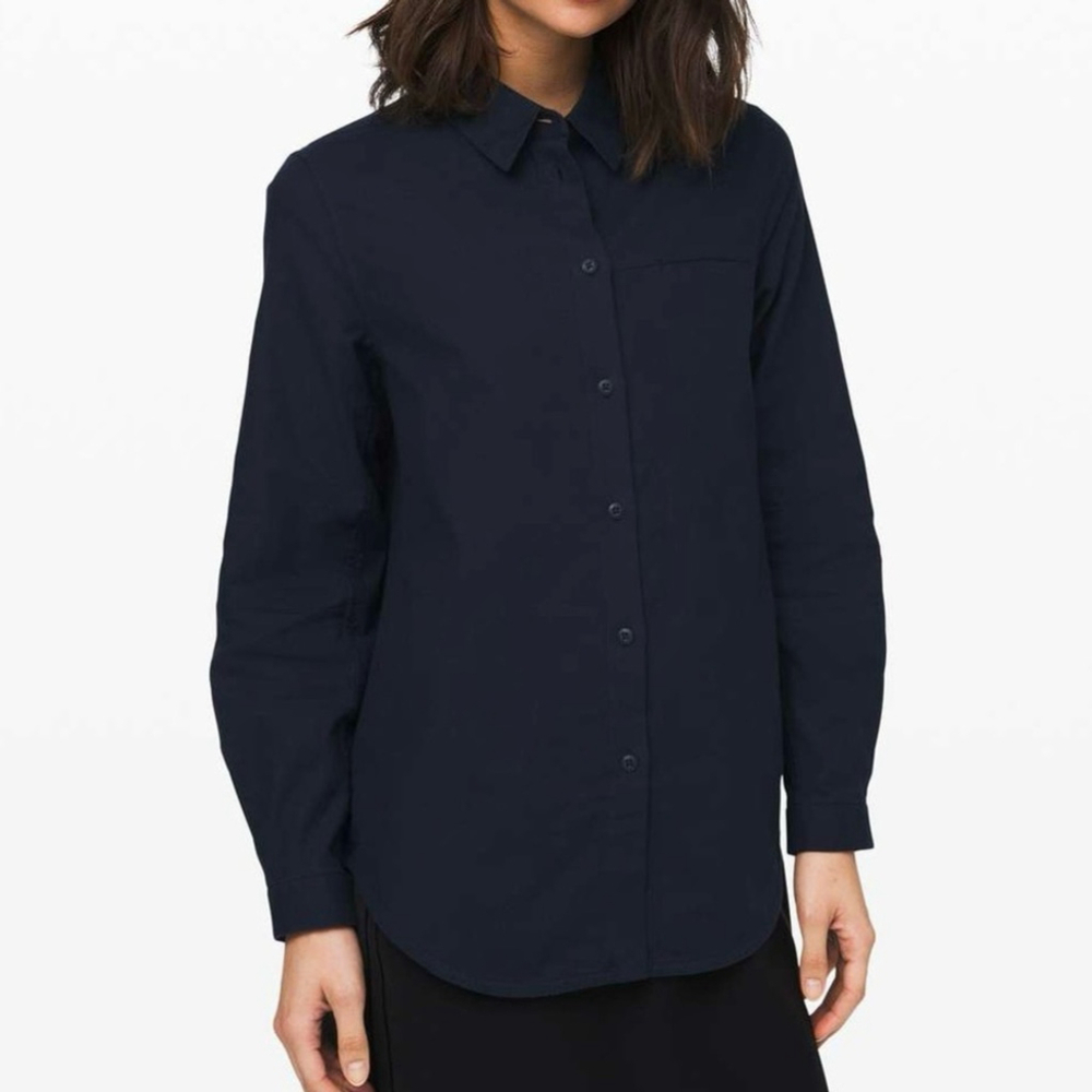 Lululemon Full Day Ahead Long Sleeve Relaxed Fit Navy Flannel Shirt